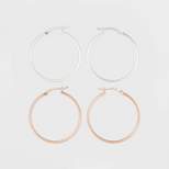 Two-Tone Sterling Silver Hoop Fine Jewelry Earring Set 2pc - A New Day™ Silver/Rose Gold