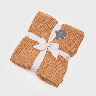 EverGrace Ginger Waffle Knit Cotton Throw Blanket