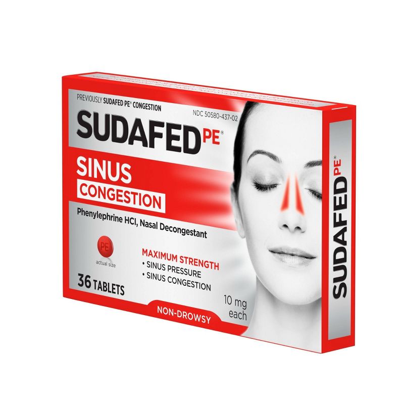 Sudafed PE Maximum Strength Congestion & Sinus Pressure Relief Tablets - 36ct, 6 of 9