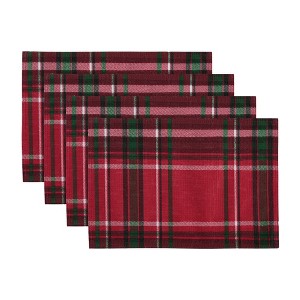 Pocono Plaid Holiday Fabric Placemats, Set of 4 - Multicolor - 13x19 - Elrene Home Fashions - 1 of 3