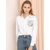 Allegra K Women's Sequins Pocket Long Sleeve Button Up Work Casual Shirt - 3 of 4