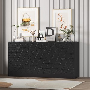 9 Drawer Dresser for Bedroom with Power Outlet, 63'' Wooden Large Dresser with Wide Drawers - 1 of 4