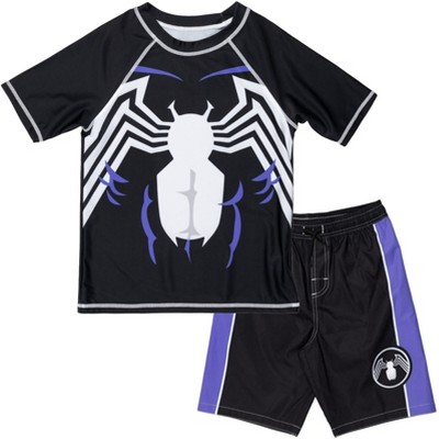 Marvel Avengers Venom Rash Guard and Swim Trunks Outfit Set Toddler