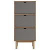 vidaXL Shoe Cabinet OTTA with 3 Drawers Brown&Gray Solid Wood Pine - 4 of 4