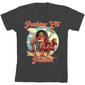 "Parking Lot Pioneer" Old West Wagon Football Cowboy Youth  Short Sleeve Tee- - 1 of 2
