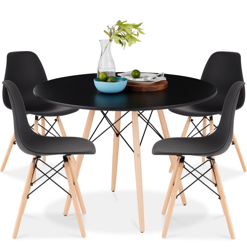 Best Choice Products 5-Piece Compact Mid-Century Modern Dining Set w/ 4 Chairs, Wooden Legs, 1 of 9