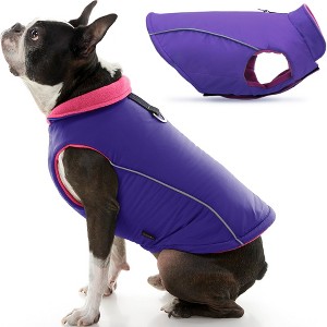 Gooby Sports Vest, Fleece Lined Small Dog Cold Weather Jacket Coat Sweater with Reflective Lining, Purple, Small - 1 of 1