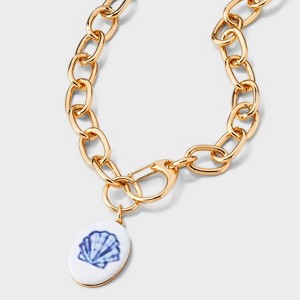 Painted Shell Chain Pendant Necklace - Universal Thread™ Gold - 1 of 4