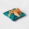16"x6" Christmas Green Velvet Square Pillow with Teal Bow - Wondershop™ - 3 of 4