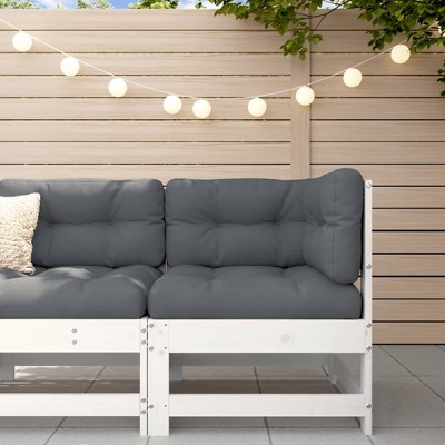VidaXL Corner Sofa with Cushions White Solid Wood Pine