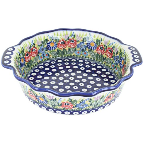 Blue Rose Polish Pottery Summer Daze Round Scallop Casserole : Target