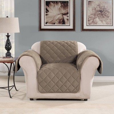 Suede Microfiber Recliner Furniture Protector Cover Taupe - Sure Fit