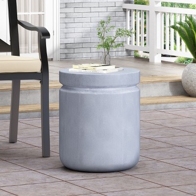 CAVINAS 18.5" Concrete Outdoor Side Table,Patio End Table,Eye-Catching Accent Table for Poolside,Porch&Living Room,Minimalist Outdoor Furniture,Blue