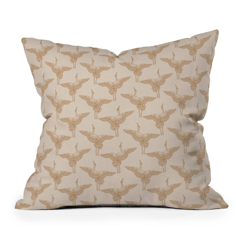 Iveta Abolina Pecan Cranes Cream Outdoor Throw Pillow Brown - Deny Designs, 1 of 5