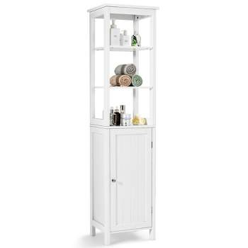 Microwave Stand With Storage – Rolling White Cabinet With Doors