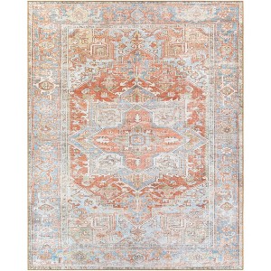 Livabliss 7'6"x9'6" Alanya Traditional Machine Washable Rug Brown: Flat Pile, Indoor, Medallion Pattern - 1 of 4