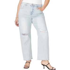 ELOQUII Women's Plus Size The Naomi Comfort Stretch Straight Leg Jean - 1 of 4