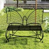 Vynxaria Butterfly Design Patio Benches - 48" Elegant Outdoor Seating for Garden and Yard - 2 of 4