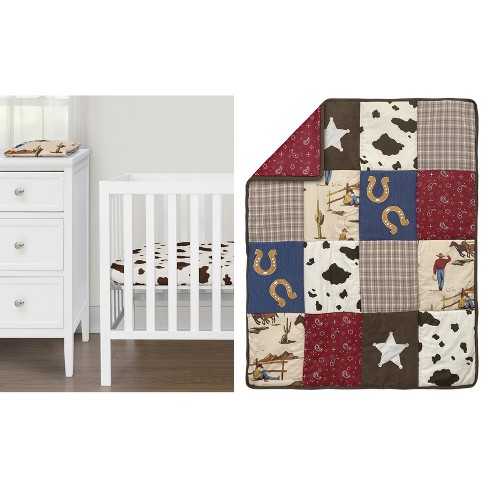 Sweet Jojo Designs Boy Baby Mini Crib Bedding Set Wild West Cowboy Multicolor 3pc