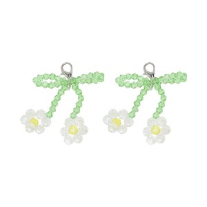 Unique Bargains Cherry Beaded Shoelace Charms Transparent Green 1 Pair - 1 of 4