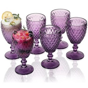 Slickblue Geometric Diamond Highball Glasses - Set of 6, 10 oz, Clear, Blue, Amethyst - 1 of 4