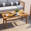 Outsunny Outdoor Coffee Table, Rustic Acacia Wood Patio Table for Garden, Backyard, Balcony, Deck, Natural Wood - 3 of 4