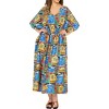 HAPPY BAY Women's House Daily Routine Evening Wear Holiday Casual Loungewear Loose Slit Dress Caftan Long Boho Night Shirts 2X-3X Multicolored, Turtle - 4 of 4
