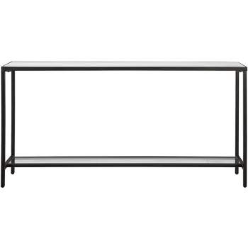 Uttermost Hayley 60" Wide Clear Mirrored Glass and Black Console Table