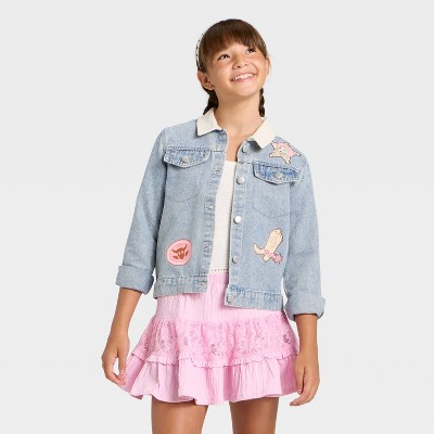Girls' Toy Story Cowgirl Jessie Denim Jacket with Corduroy Collar - Off-White/Blue