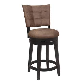 26" Kaede Wood and Upholstered Swivel Counter Height Barstool Black/Chestnut - Hillsdale Furniture