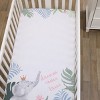 NoJo Tropical Princess Elephant/Jungle Pink and Green 100% Cotton Photo Watercolor Crib Sheet - 3 of 4