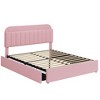 Bed Frame with Storage Headboard, Girls Bed Frame with 2 Drawers, Boucle Upholstered Platform Bed with Bookcase - 3 of 3