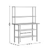 Flash Furniture Rawcliffe Portable Prep and Work Table with 18 Gauge Stainless Steel Top Shelf and Double Overshelves, 2 Galvanized Steel Undershelves - 4 of 4