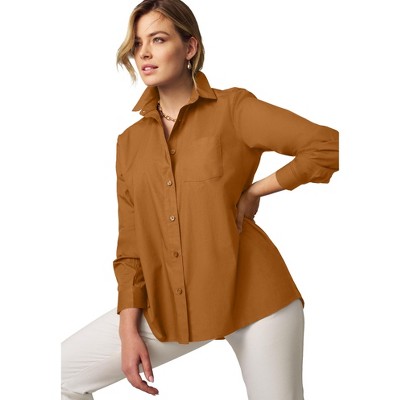 Jessica London Women's Plus Size Stretch Cotton Oversized Shirt