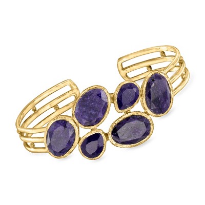 Ross-Simons 30.00 ct. t.w. Sapphire Cuff Bracelet in 18kt Gold Over Sterling