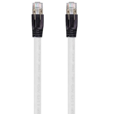 Monoprice Cat8 Ethernet Network Cable - 5 Feet - White | 2GHz, 40Gbps, 24AWG, S/FTP - Entegrade Series