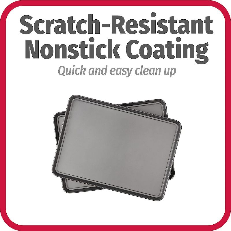 GoodCook Dishwasher Safe Nonstick Steel XL Cookie Sheet, 15'' x 21'', Gray, 3 of 6