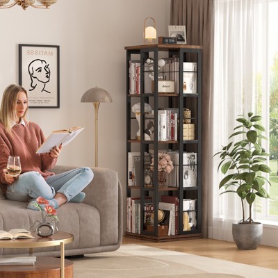 Aheaplus Rotating Bookshelf, Frerstanding Corner Bookcase