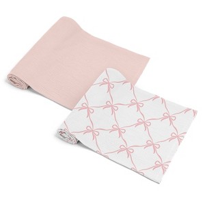Sweet Jojo Designs Baby Girl Baby Muslin 100% Cotton Swaddle Blankets Set Ballerina and Ballet Bows Pink and White 2pc - 1 of 4