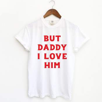 Simply Sage Market Women's Daddy I Love Him Short Sleeve Garment Dyed Tee - M - White
