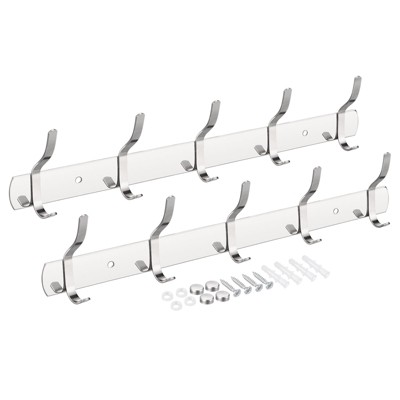 Unique Bargains Stainless Steel Wall Mounted Water Proof Coat Hook Rack 2 Pcs