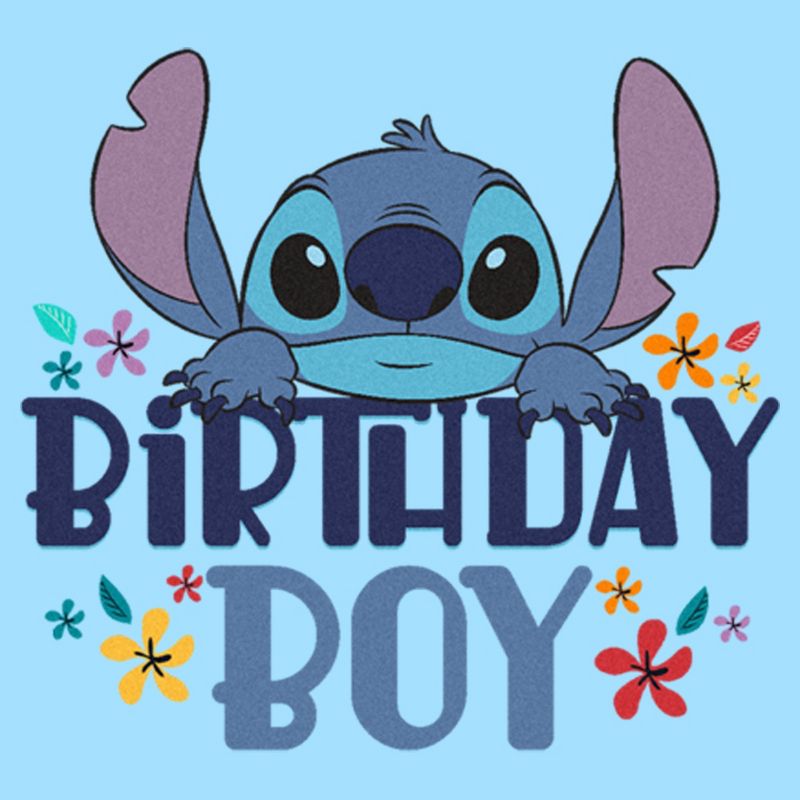 Men's Lilo & Stitch Floral Birthday Boy T-Shirt, 2 of 5