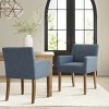 Set of 2 Linen Upholstered Dining Chairs with Arms, Modern Kitchen Chairs with Wooden Legs, Armchairs for Dining Room or Living Room - Panipeachy - 2 of 4