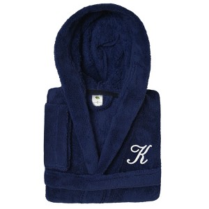 Personalized Linum Kids 100% Polyester SUPER PLUSH Double Brushed Hooded Bathrobe in White Script Font - 1 of 3