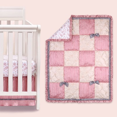 The Peanutshell Bella Pink Patchwork Quilt Baby Crib Bedding Set