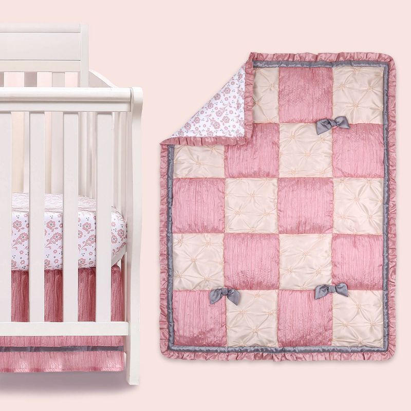 The Peanutshell Bella Pink Patchwork Quilt Baby Crib Bedding Set - 3pc, 1 of 6