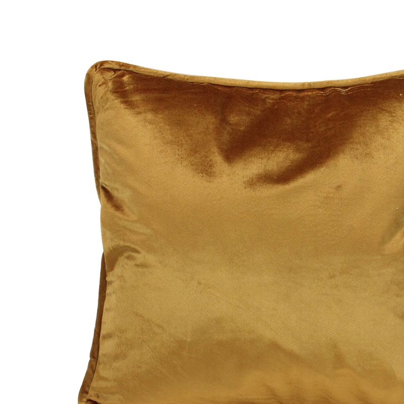 Northlight 18" Solid Golden Mustard Plush Velvet Square Throw Pillow with Piped Edging, 5 of 6
