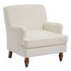 Zeus & Ruta Vintage Linen Armchair with Upholstered and Antique Solid Wood Legs, Single Accent Chair for Home - 2 of 4