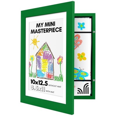 Kids Artwork Frame Changeable (Shamrock Green) - Holds 100 Art Pieces - 8.5x11 Letter Size with Mat or 10x12.5 Without Mat - My Mini Masterpiece