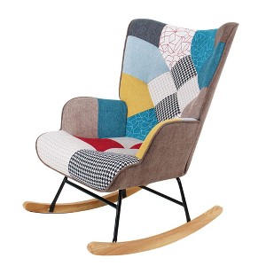 NicBex Linen Fabric Glider Rocking Chair,Upholstered Nursery Rocking Chairs with High Backrest,Cozy Rocking Chair,Nursing Chair for Bedroom - 1 of 4